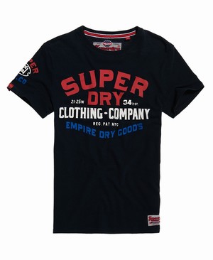 Superdry Flagship Férfi Pólók Sötétkék | FQBCM8547